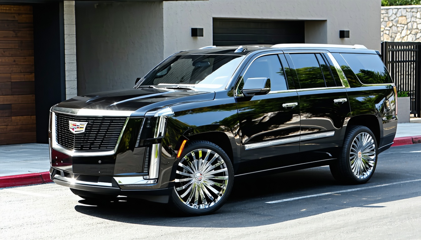 Black luxury SUV parked in driveway